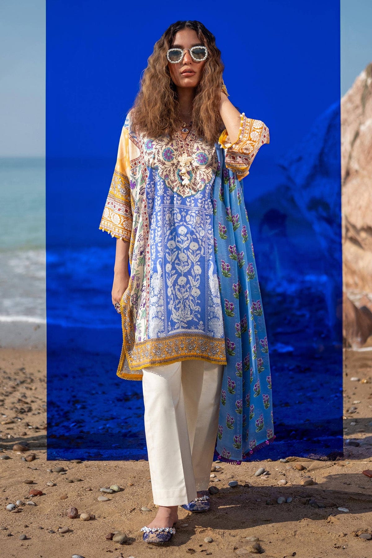 Sana Safinaz | Mahay Spring 24 | H241-003A-2BI -  Sana Safinaz Luxury - Original Designer Dress - House of Maryam
