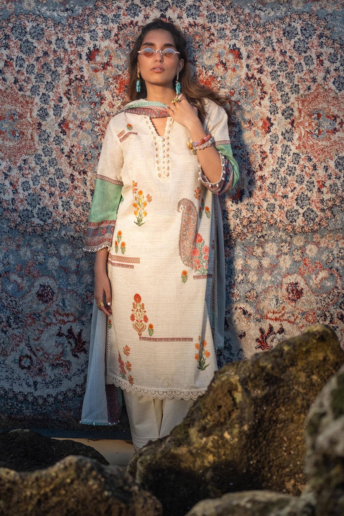 Sana Safinaz | Mahay Spring 24 | H241-022A-2BS -  Sana Safinaz Luxury - Original Designer Dress - House of Maryam