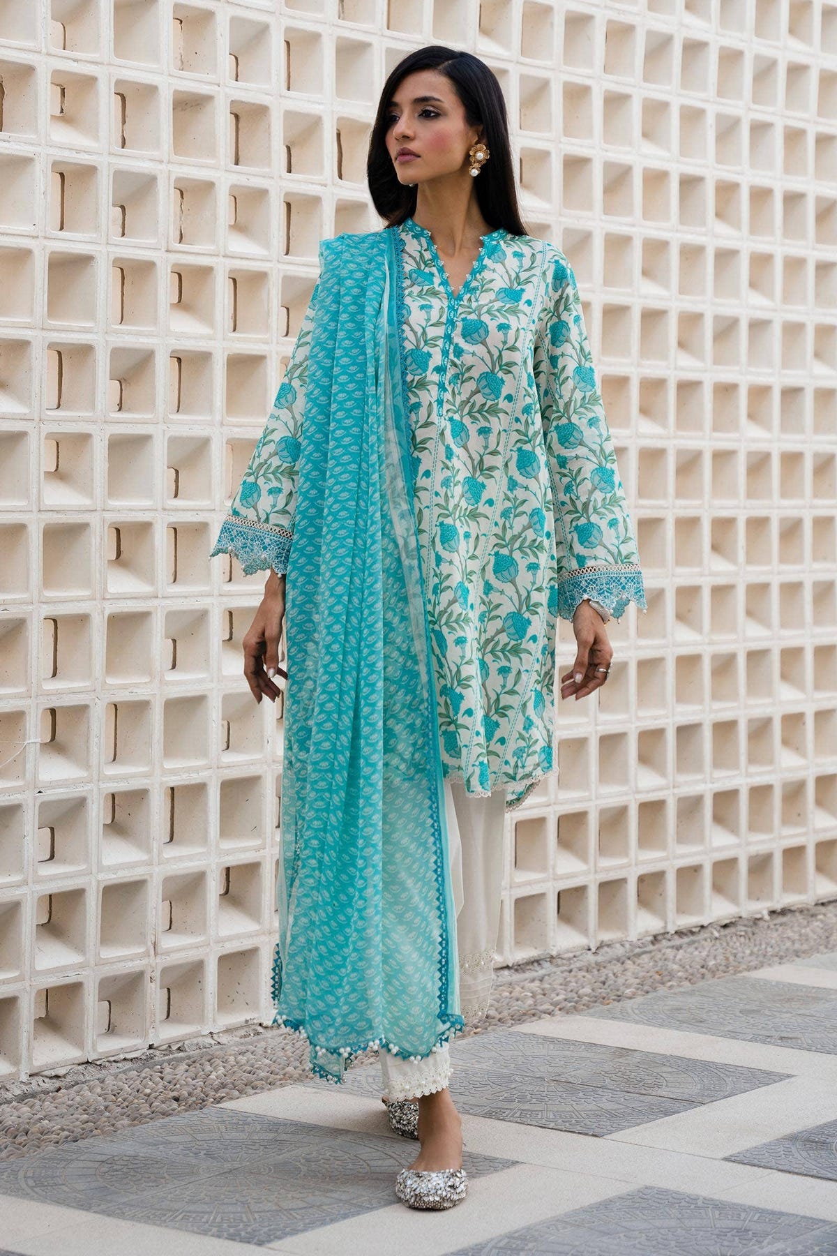 Sana Safinaz | Mahay Spring 24 | H241-002A-2BI -  Sana Safinaz Luxury - Original Designer Dress - House of Maryam