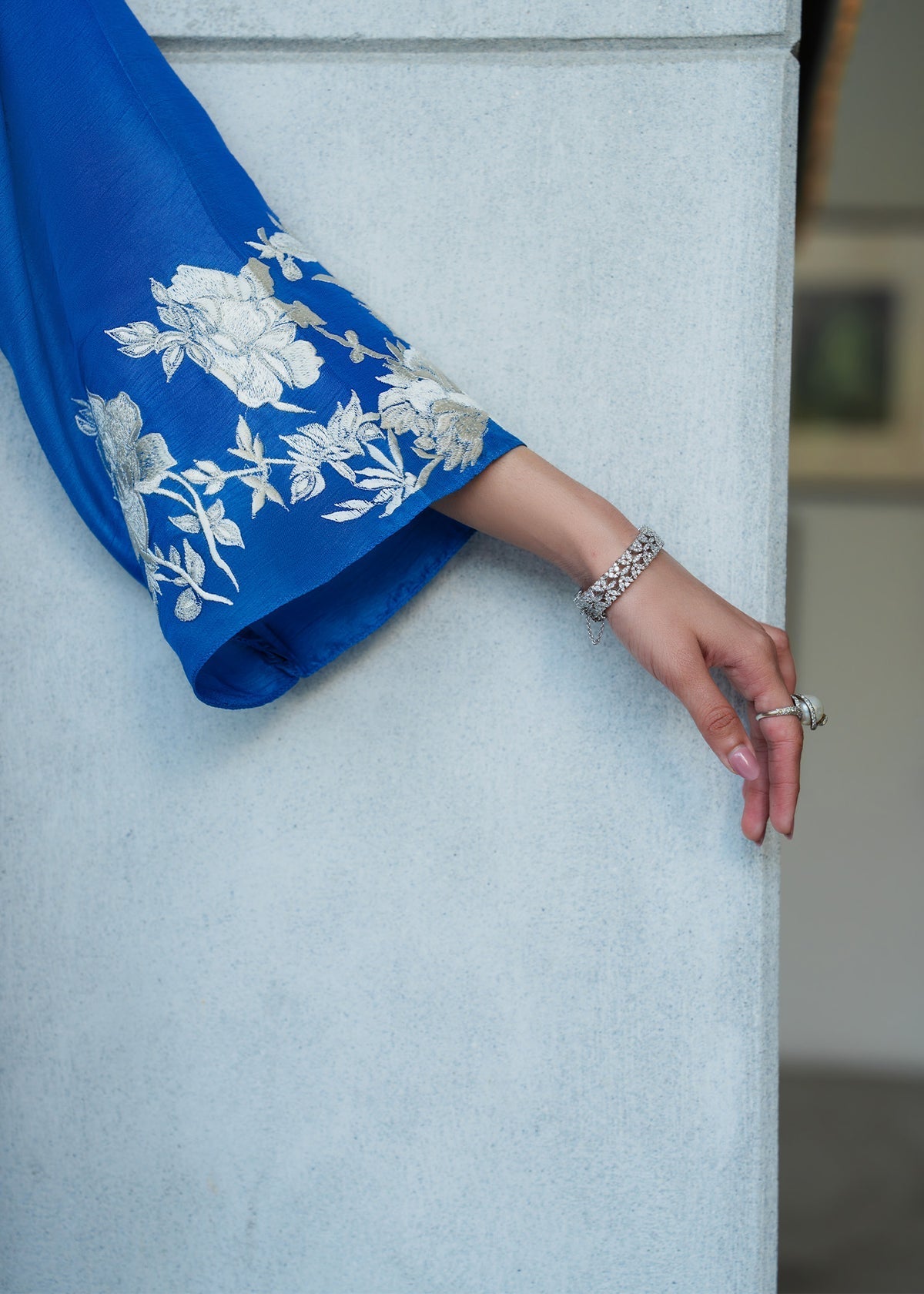 Mahgul | Mahsa Formals | Celestine-Brand:Mahgul-Type:Ladies Clothes-Peacock Blue-Silk-House of Maryam- Buy in UK, USA