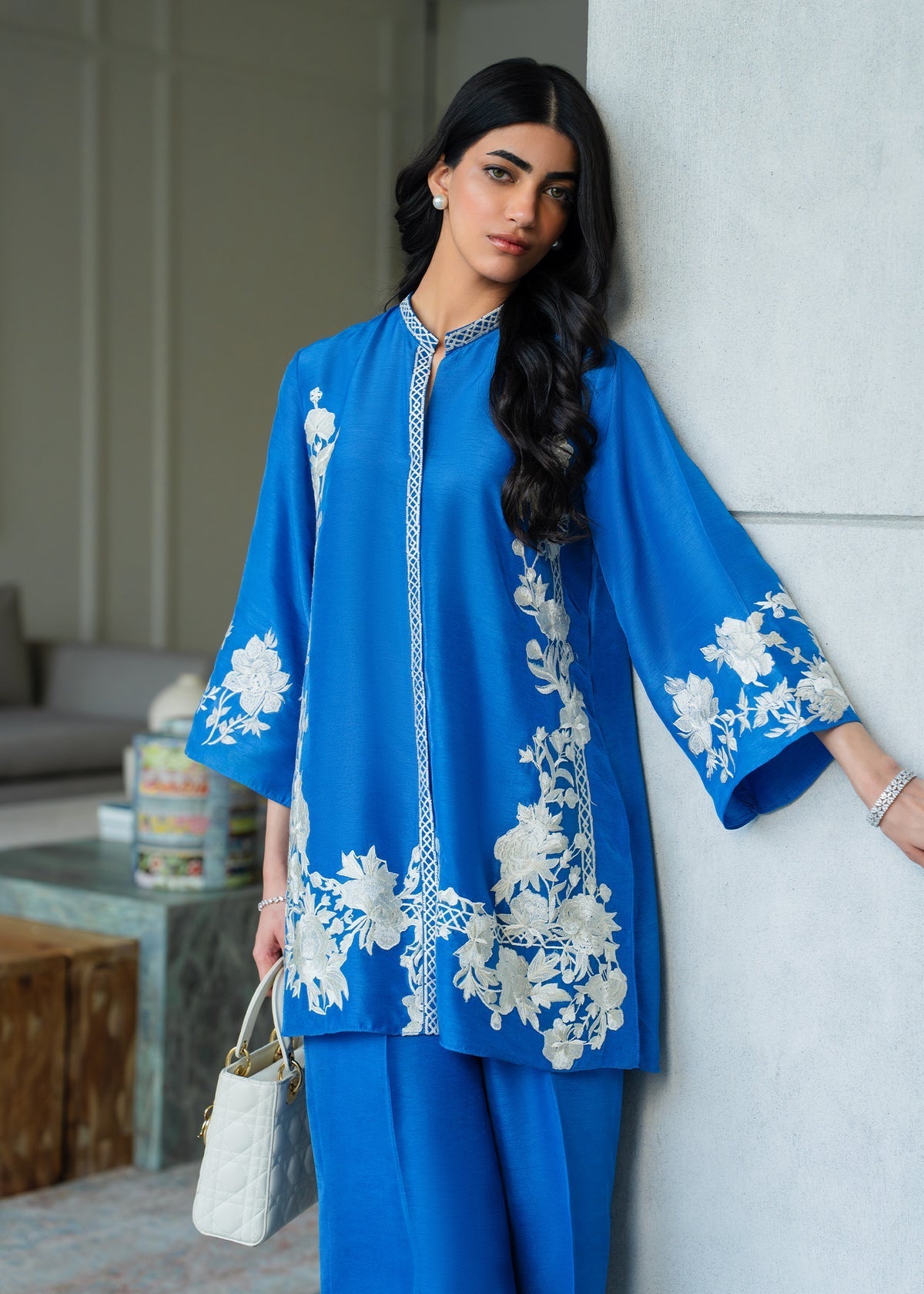 Mahgul | Mahsa Formals | Celestine-Brand:Mahgul-Type:Ladies Clothes-Peacock Blue-Silk-House of Maryam- Buy in UK, USA