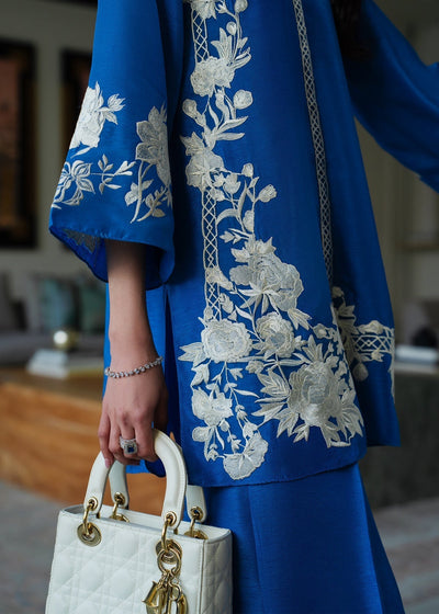 Mahgul | Mahsa Formals | Celestine-Brand:Mahgul-Type:Ladies Clothes-Peacock Blue-Silk-House of Maryam- Buy in UK, USA