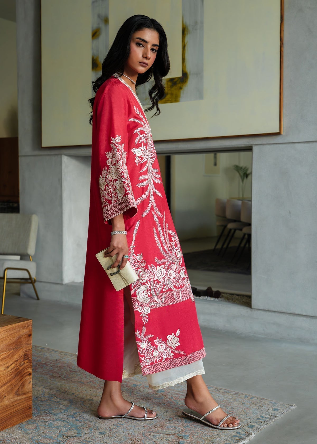 Mahgul | Mahsa Formals | Coral Majesty-Brand:Mahgul-Type:Ladies Clothes-Candy Pink-Silk-House of Maryam- Buy in UK, USA