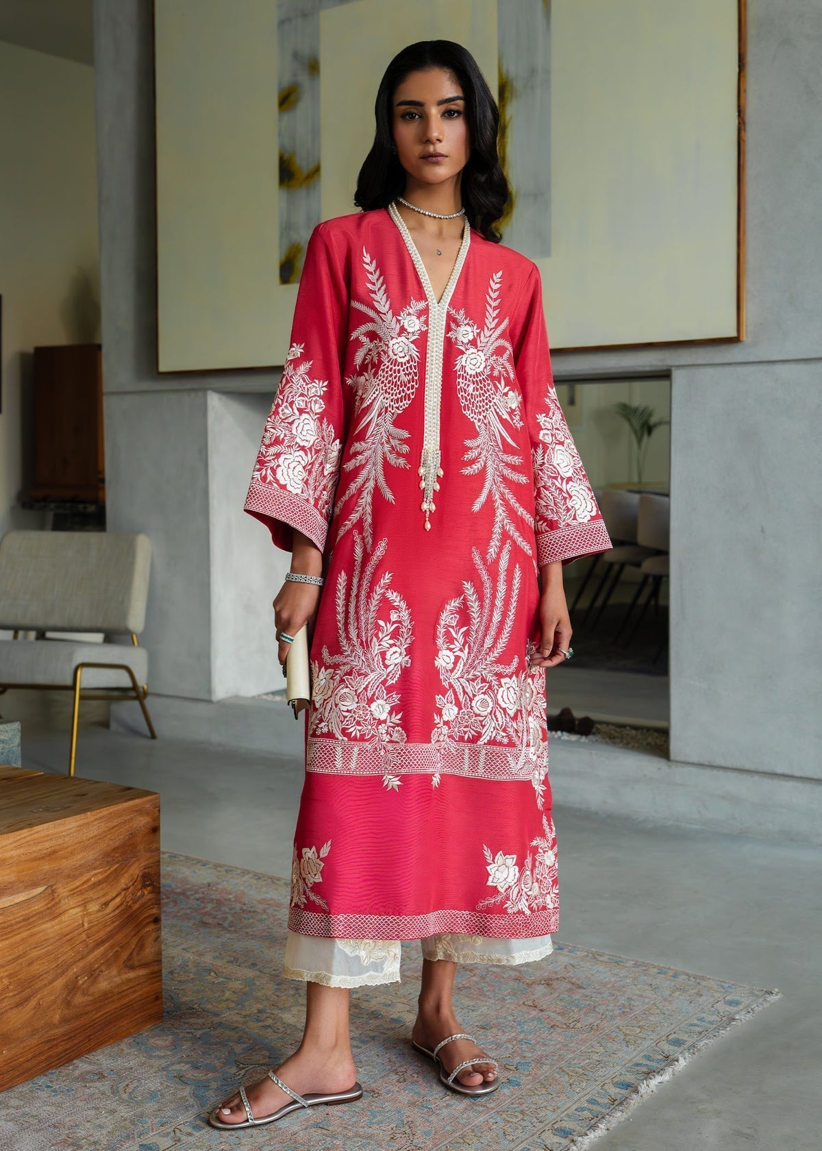 Mahgul | Mahsa Formals | Coral Majesty-Brand:Mahgul-Type:Ladies Clothes-Candy Pink-Silk-House of Maryam- Buy in UK, USA