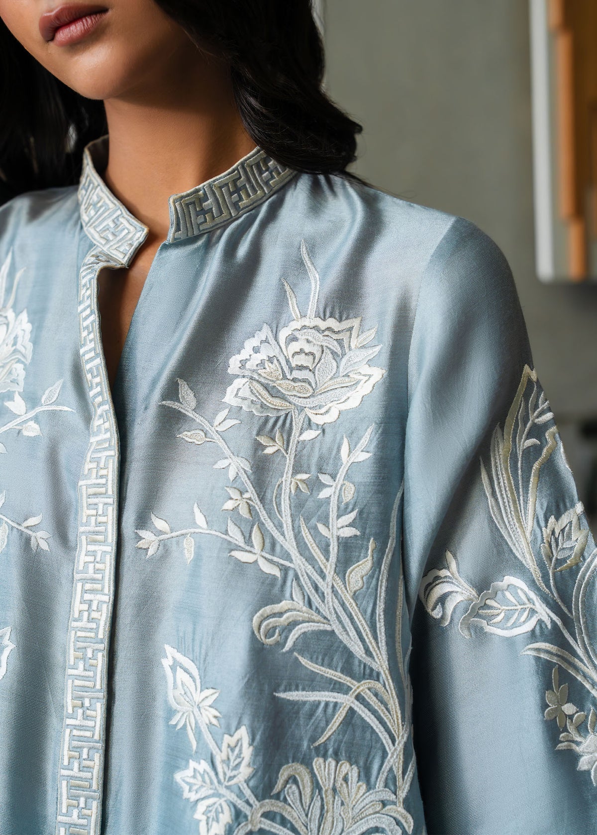 Mahgul | Mahsa Formals | Grey Mirage-Brand:Mahgul-Type:Ladies Clothes-LIight blue Grey-Silk-House of Maryam- Buy in UK, USA