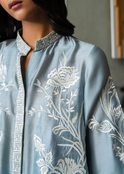 Mahgul | Mahsa Formals | Grey Mirage-Brand:Mahgul-Type:Ladies Clothes-LIight blue Grey-Silk-House of Maryam- Buy in UK, USA