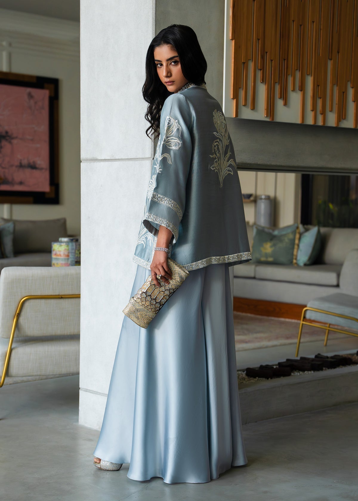 Mahgul | Mahsa Formals | Grey Mirage-Brand:Mahgul-Type:Ladies Clothes-LIight blue Grey-Silk-House of Maryam- Buy in UK, USA