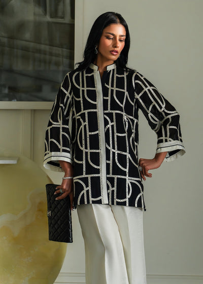 Mahgul | Mahsa Formals |Monochrome Muse-Brand:Mahgul-Type:Ladies Clothes-Black-Chiffon-House of Maryam- Buy in UK, USA