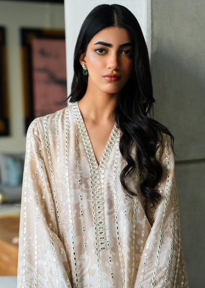 Mahgul | Mahsa Formals | Moonlit Sand-Brand:Mahgul-Type:Ladies Clothes-Beige-Silk-House of Maryam- Buy in UK, USA