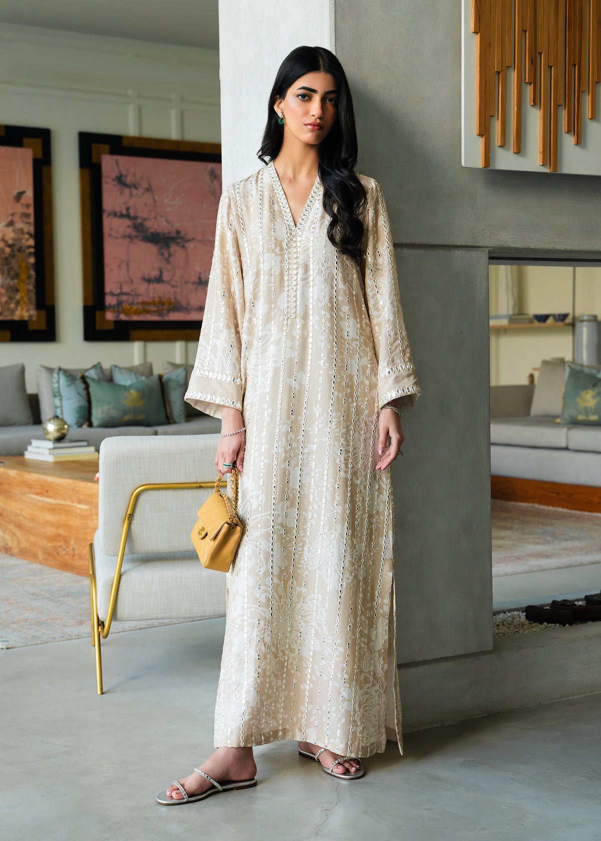 Mahgul | Mahsa Formals | Moonlit Sand-Brand:Mahgul-Type:Ladies Clothes-Beige-Silk-House of Maryam- Buy in UK, USA