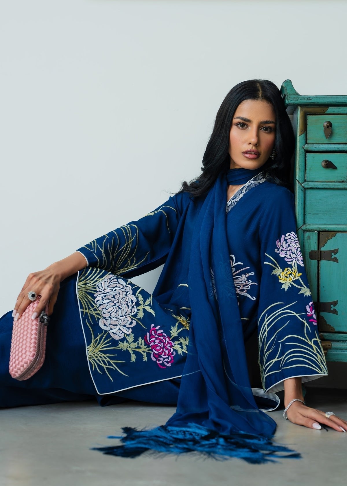 Mahgul | Mahsa Formals | Naelora-Brand:Mahgul-Type:Ladies Clothes-Navy-Silk-House of Maryam- Buy in UK, USA