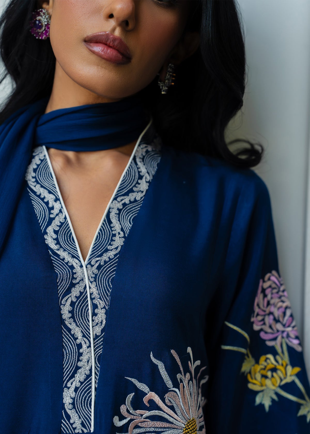 Mahgul | Mahsa Formals | Naelora-Brand:Mahgul-Type:Ladies Clothes-Navy-Silk-House of Maryam- Buy in UK, USA