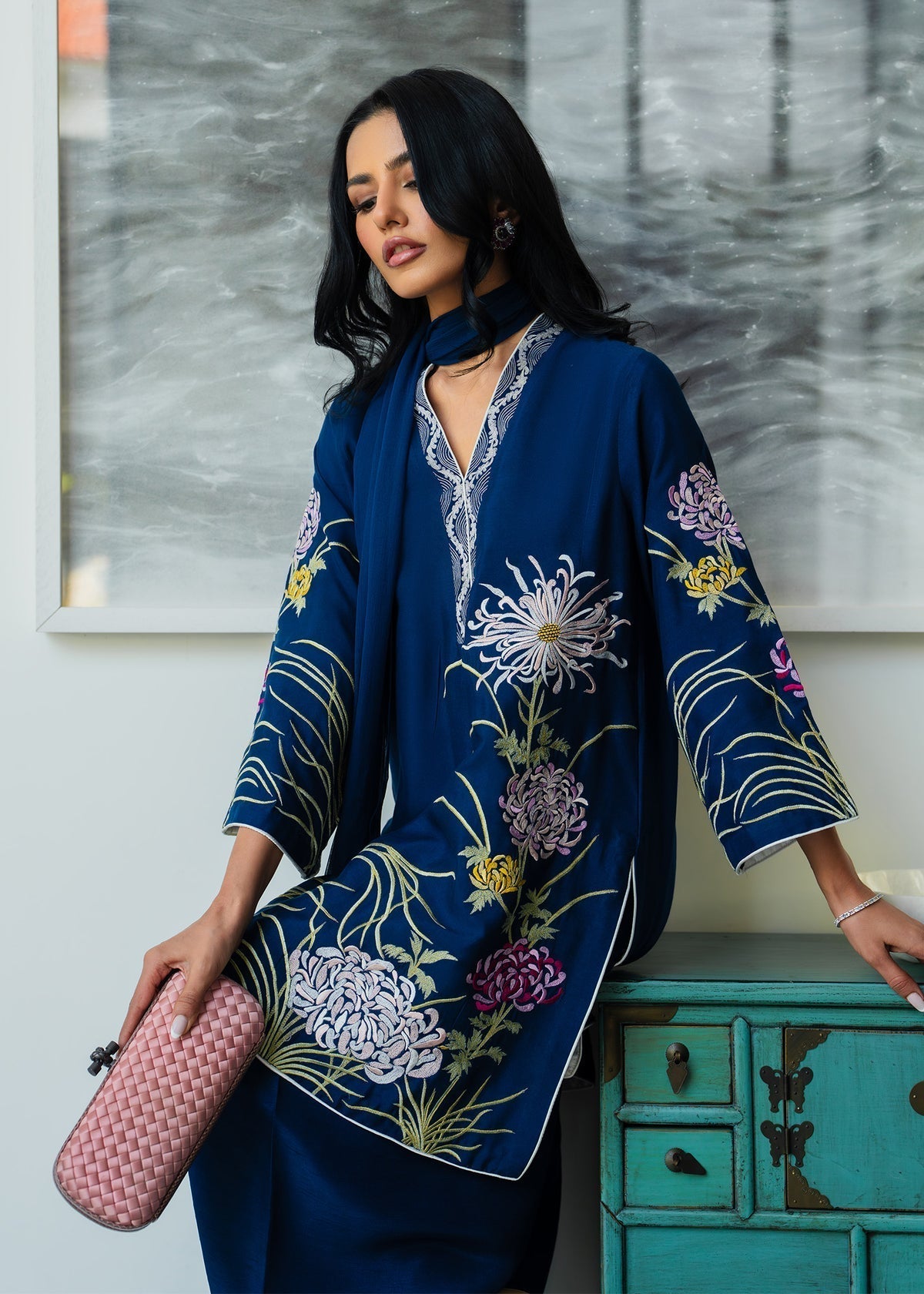 Mahgul | Mahsa Formals | Naelora-Brand:Mahgul-Type:Ladies Clothes-Navy-Silk-House of Maryam- Buy in UK, USA