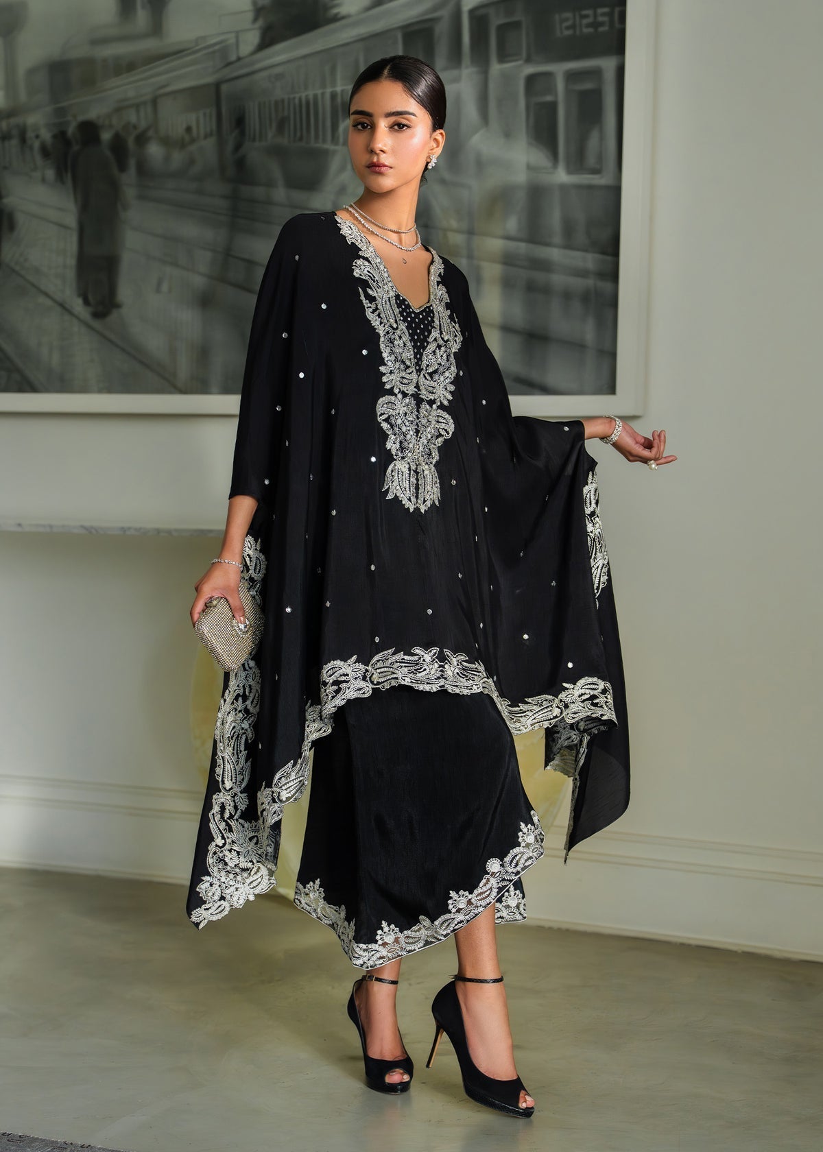 Mahgul | Mahsa Formals | Shadow Luxe-Brand:Mahgul-Type:Ladies Clothes-Black-Silk-House of Maryam- Buy in UK, USA