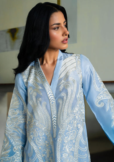 Mahgul | Mahsa Formals | Sky Whisper-Brand:Mahgul-Type:Ladies Clothes-Denium Blue-Silk-House of Maryam- Buy in UK, USA