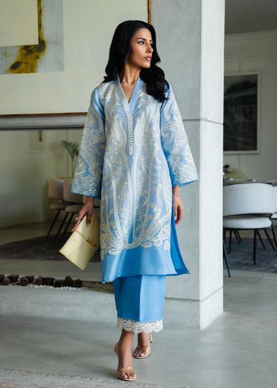 Mahgul | Mahsa Formals | Sky Whisper-Brand:Mahgul-Type:Ladies Clothes-Denium Blue-Silk-House of Maryam- Buy in UK, USA