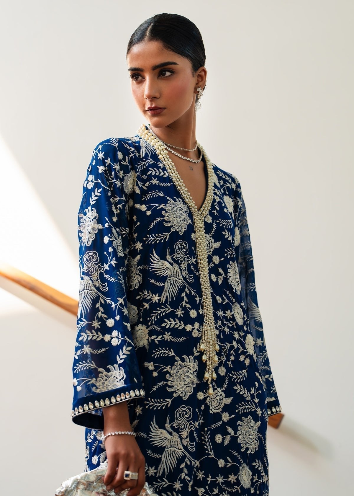 Mahgul | Mahsa Formals | Zavia-Brand:Mahgul-Type:Ladies Clothes-Navy-Silk-House of Maryam- Buy in UK, USA