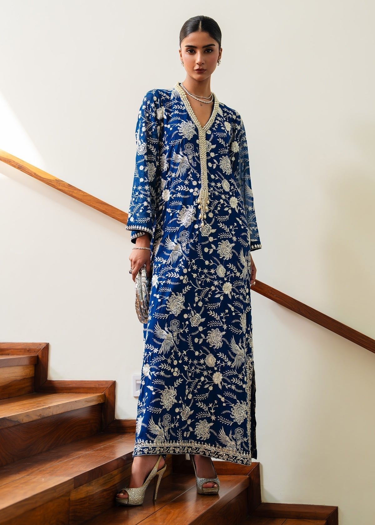 Mahgul | Mahsa Formals | Zavia-Brand:Mahgul-Type:Ladies Clothes-Navy-Silk-House of Maryam- Buy in UK, USA