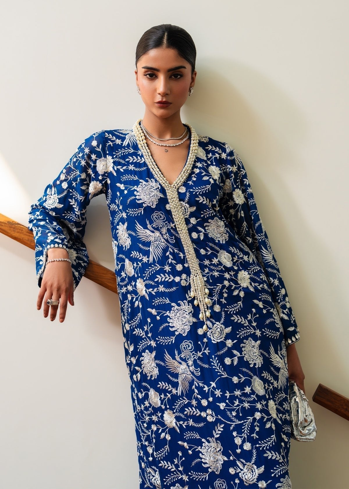 Mahgul | Mahsa Formals | Zavia-Brand:Mahgul-Type:Ladies Clothes-Navy-Silk-House of Maryam- Buy in UK, USA