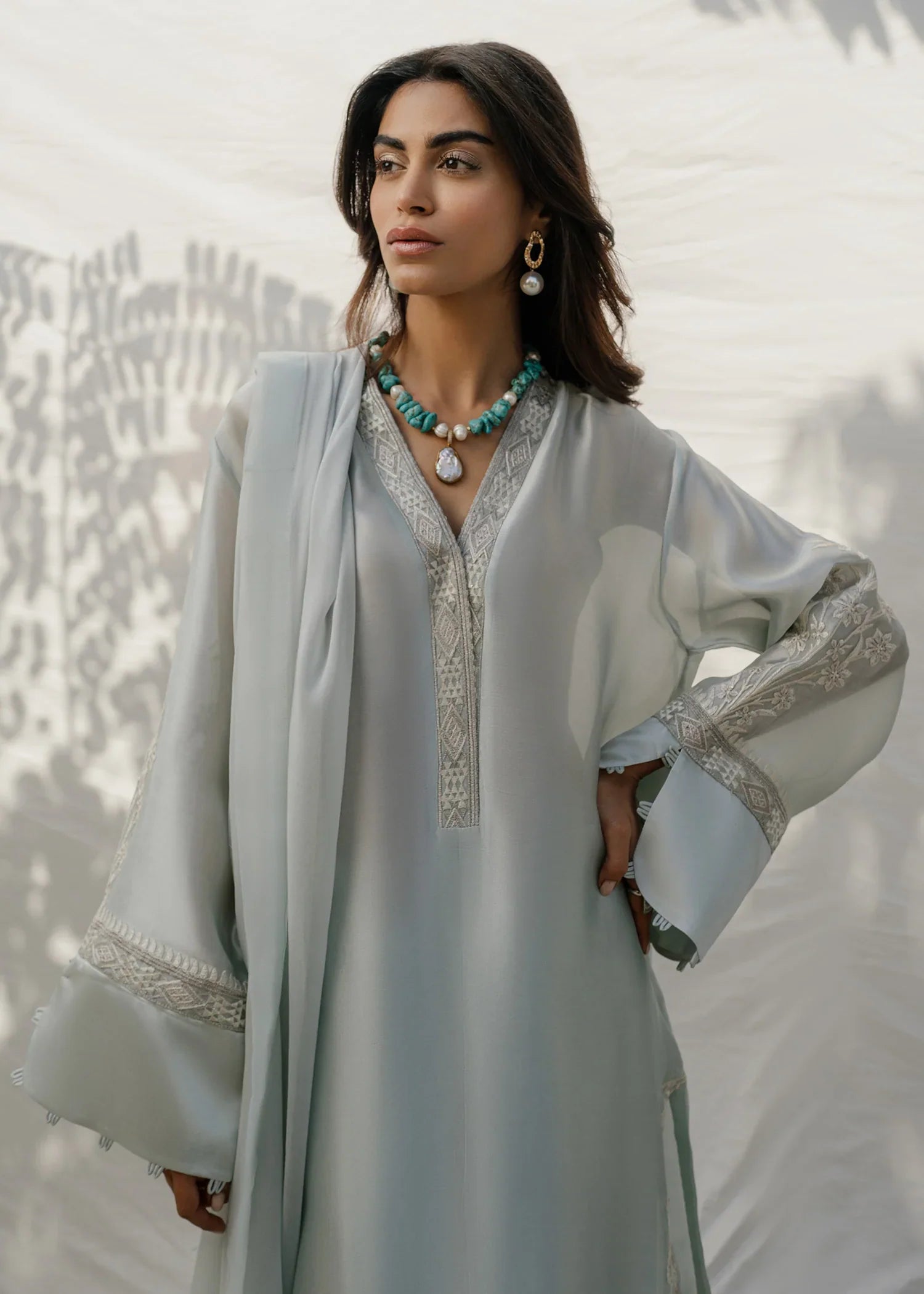 Mahgul | Eid Edit 2024 | Silver Light by Designer Mahgul - House of Maryam - Pakistani Designer Ethnic Wear in {{ shop.shopifyCountryName }}