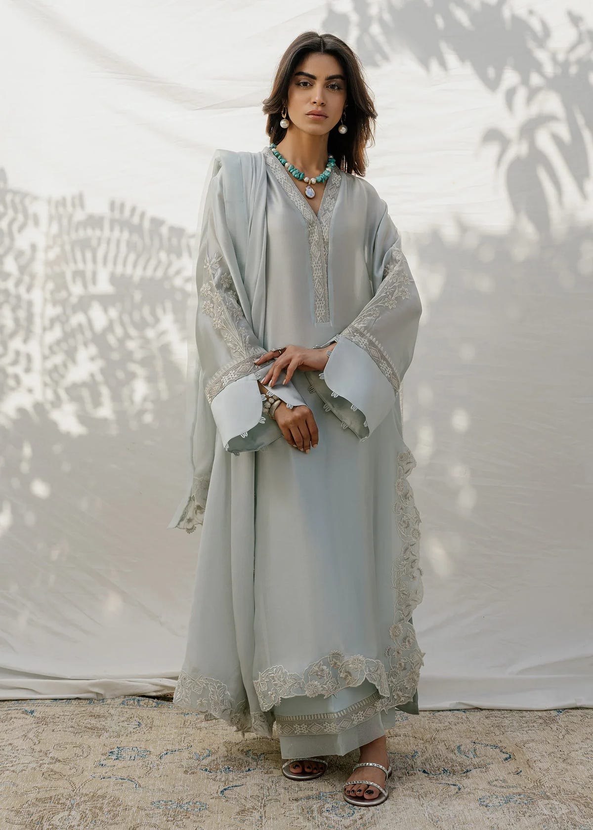 Mahgul | Eid Edit 2024 | Silver Light -  Mahgul Luxury - Original Designer Dress - House of Maryam