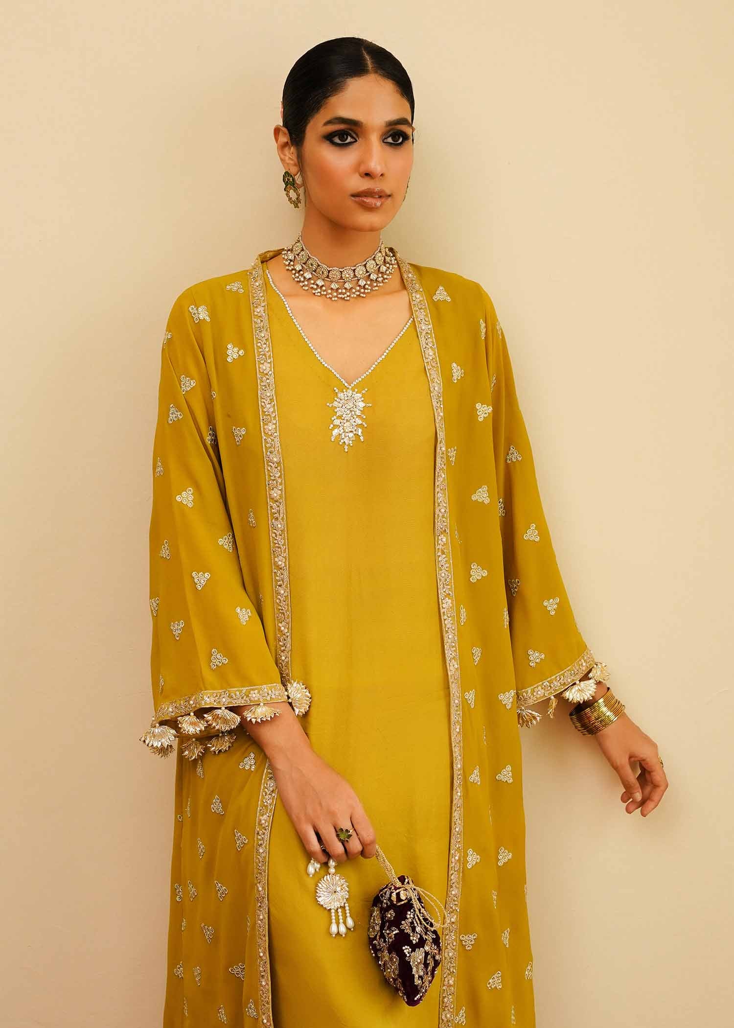 Mahgul | Eid Edit 2024 | Mustard Shine by Designer Mahgul - House of Maryam - Pakistani Designer Ethnic Wear in {{ shop.shopifyCountryName }}