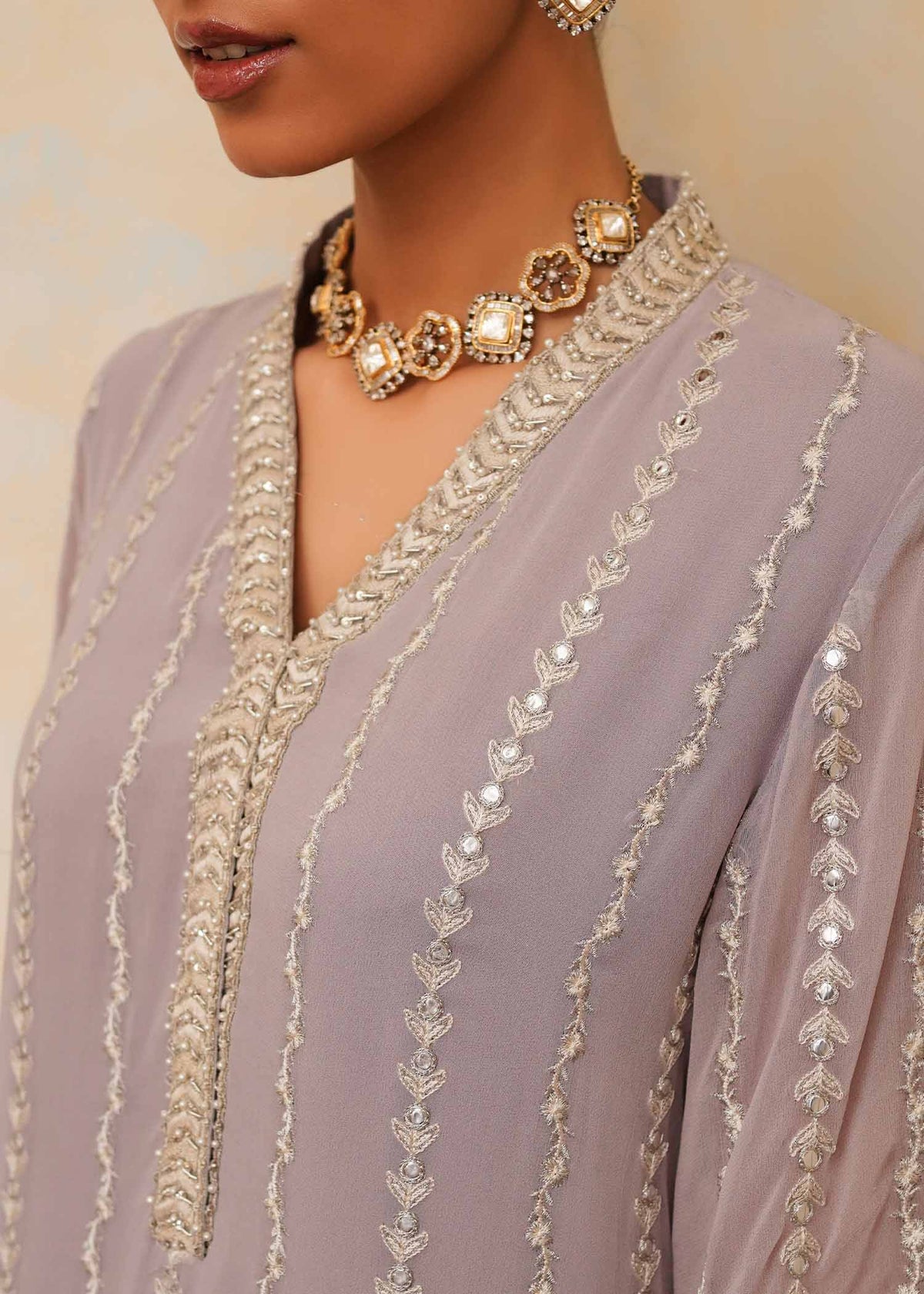 Mahgul | Eid Edit 2024 | Lavender Lines -  Mahgul Luxury - Original Designer Dress - House of Maryam