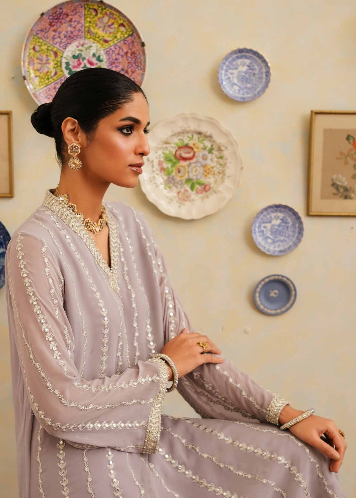 Mahgul | Eid Edit 2024 | Lavender Lines -  Mahgul Luxury - Original Designer Dress - House of Maryam