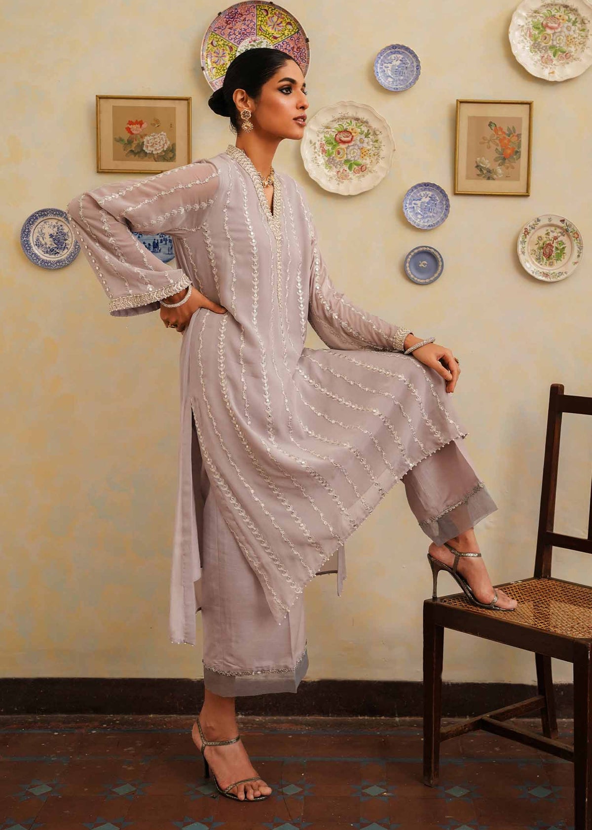 Mahgul | Eid Edit 2024 | Lavender Lines -  Mahgul Luxury - Original Designer Dress - House of Maryam