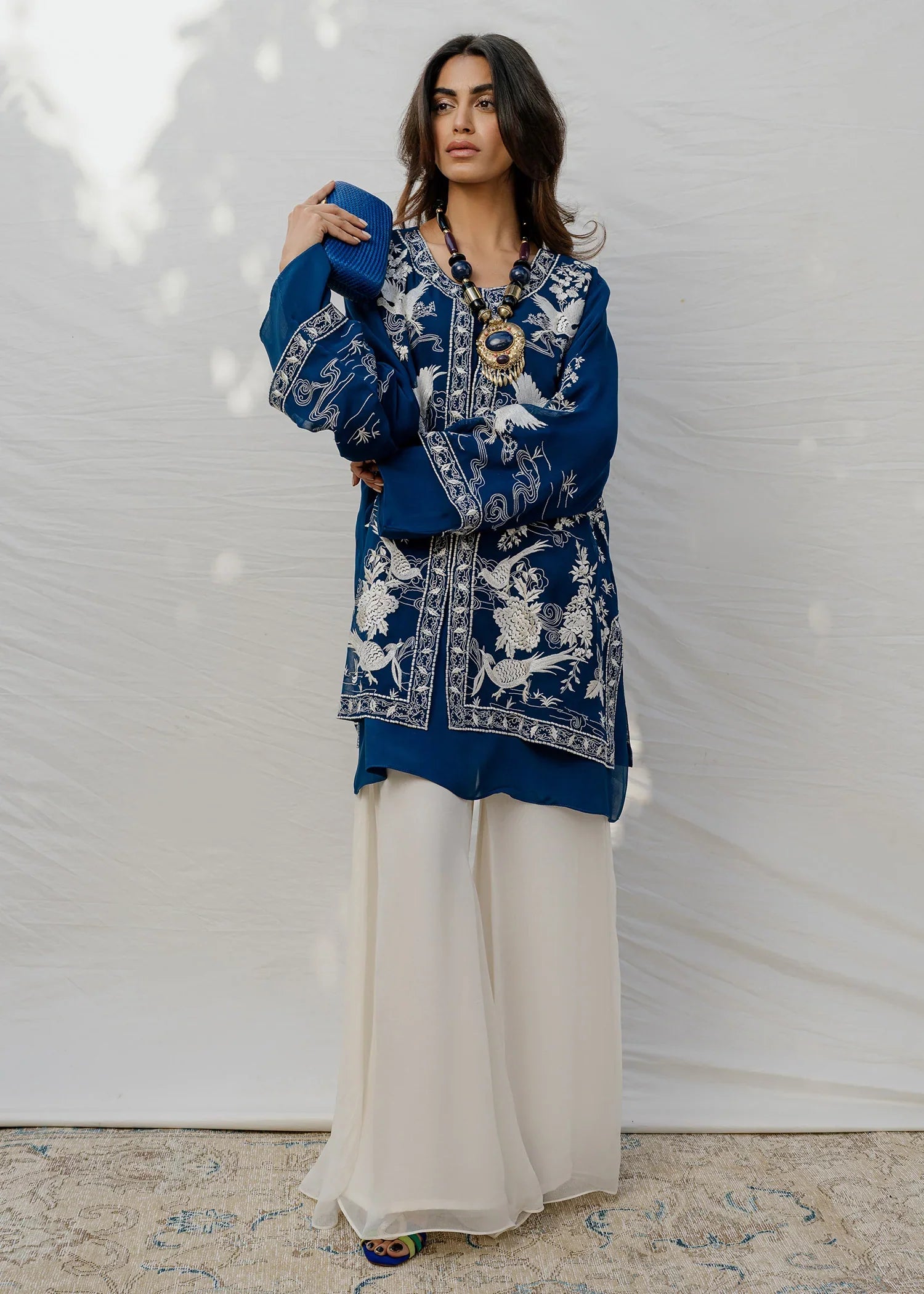 Mahgul | Eid Edit 2024 | Blue Crane by Designer Mahgul - House of Maryam - Pakistani Designer Ethnic Wear in {{ shop.shopifyCountryName }}