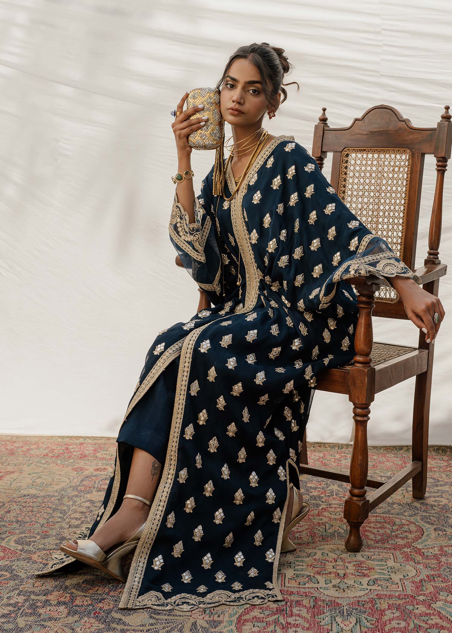 Mahgul | Eid Edit 2024 | Indigo Mirror by Designer Mahgul - House of Maryam - Pakistani Designer Ethnic Wear in {{ shop.shopifyCountryName }}