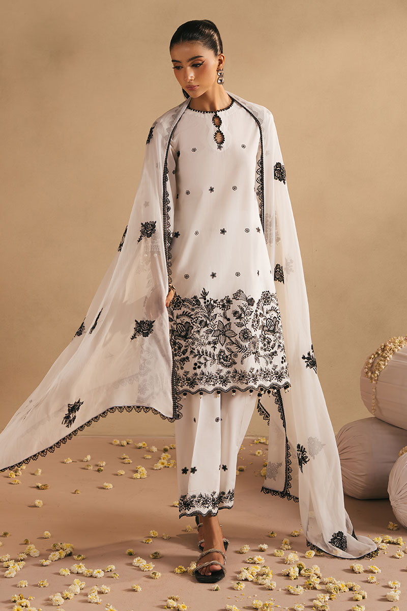 Cross Stitch | Exclusive Pret | Monochrome Bliss- 3PC(Shirt, Trouser & Dupatta)-3