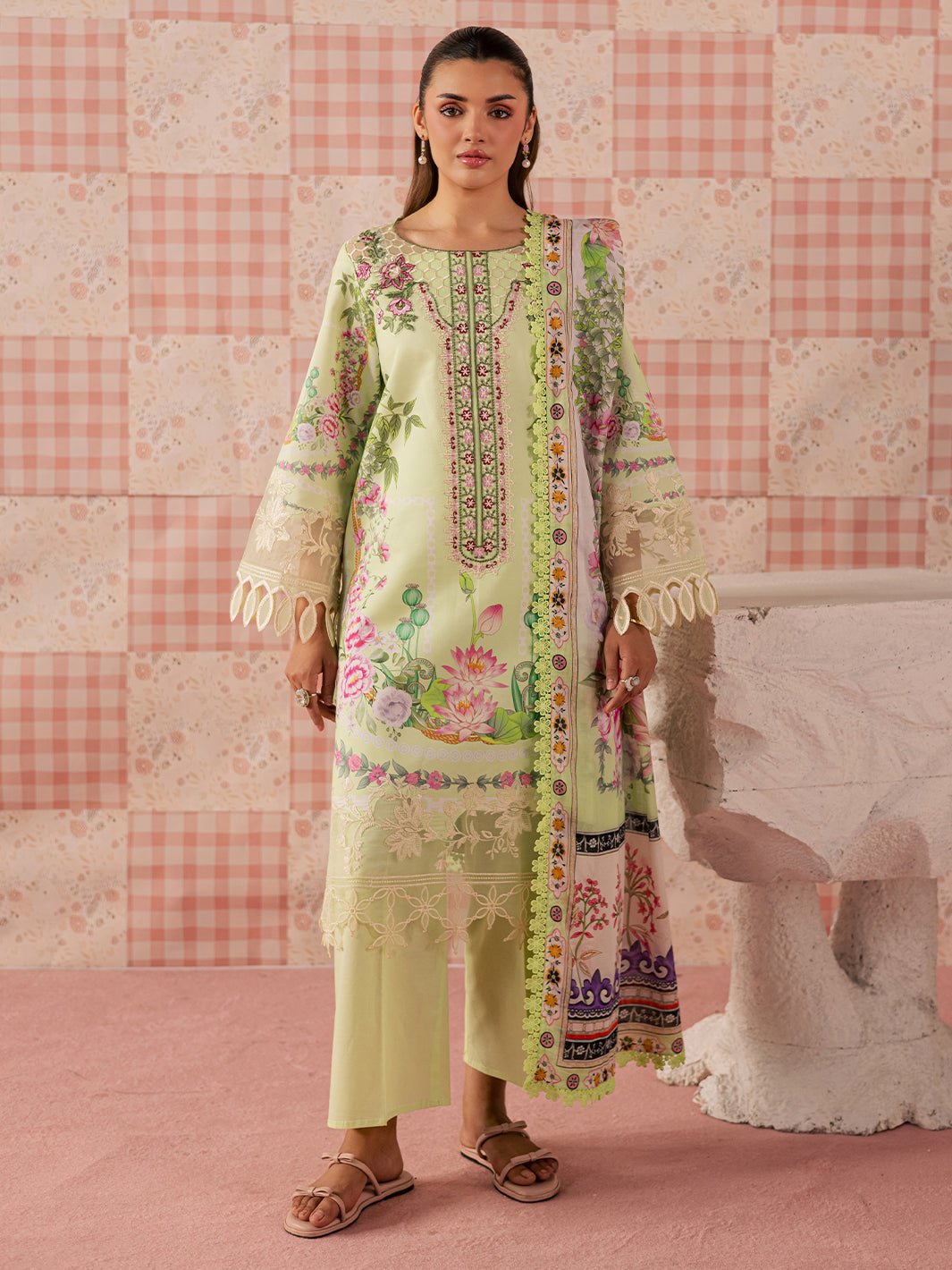 Mahnur | Afsana Lawn 26 | AL-01-Brand:Mahnur-Type:Ladies Clothes-Mint-Lawn-House of Maryam- Buy in UK, USA