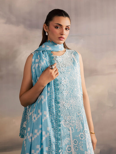 Mahnur | Afsana Lawn 26 | AL-02-Brand:Mahnur-Type:Ladies Clothes-Light Blue-Lawn-House of Maryam- Buy in UK, USA
