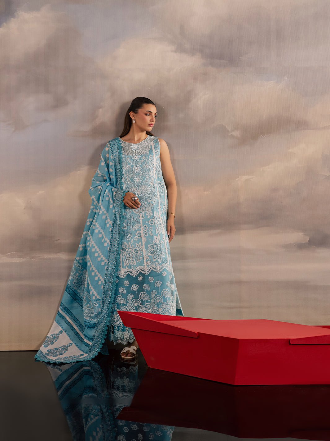 Mahnur | Afsana Lawn 26 | AL-02-Brand:Mahnur-Type:Ladies Clothes-Light Blue-Lawn-House of Maryam- Buy in UK, USA