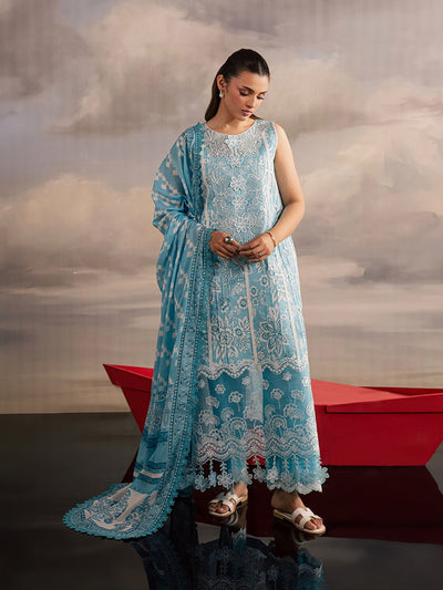 Mahnur | Afsana Lawn 26 | AL-02-Brand:Mahnur-Type:Ladies Clothes-Light Blue-Lawn-House of Maryam- Buy in UK, USA