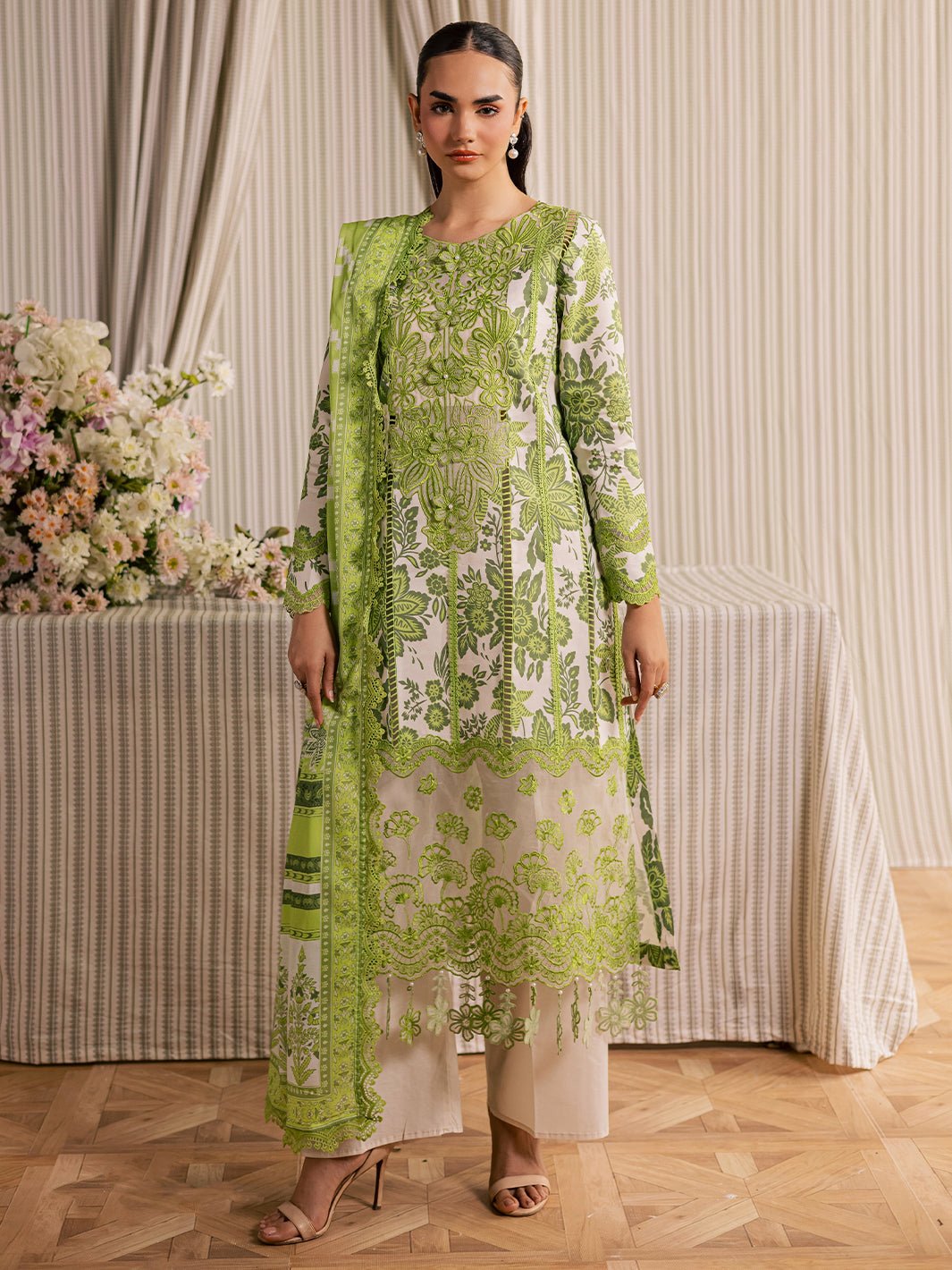 Mahnur | Afsana Lawn 26 | AL-03-Brand:Mahnur-Type:Ladies Clothes-Light Lime-Lawn-House of Maryam- Buy in UK, USA