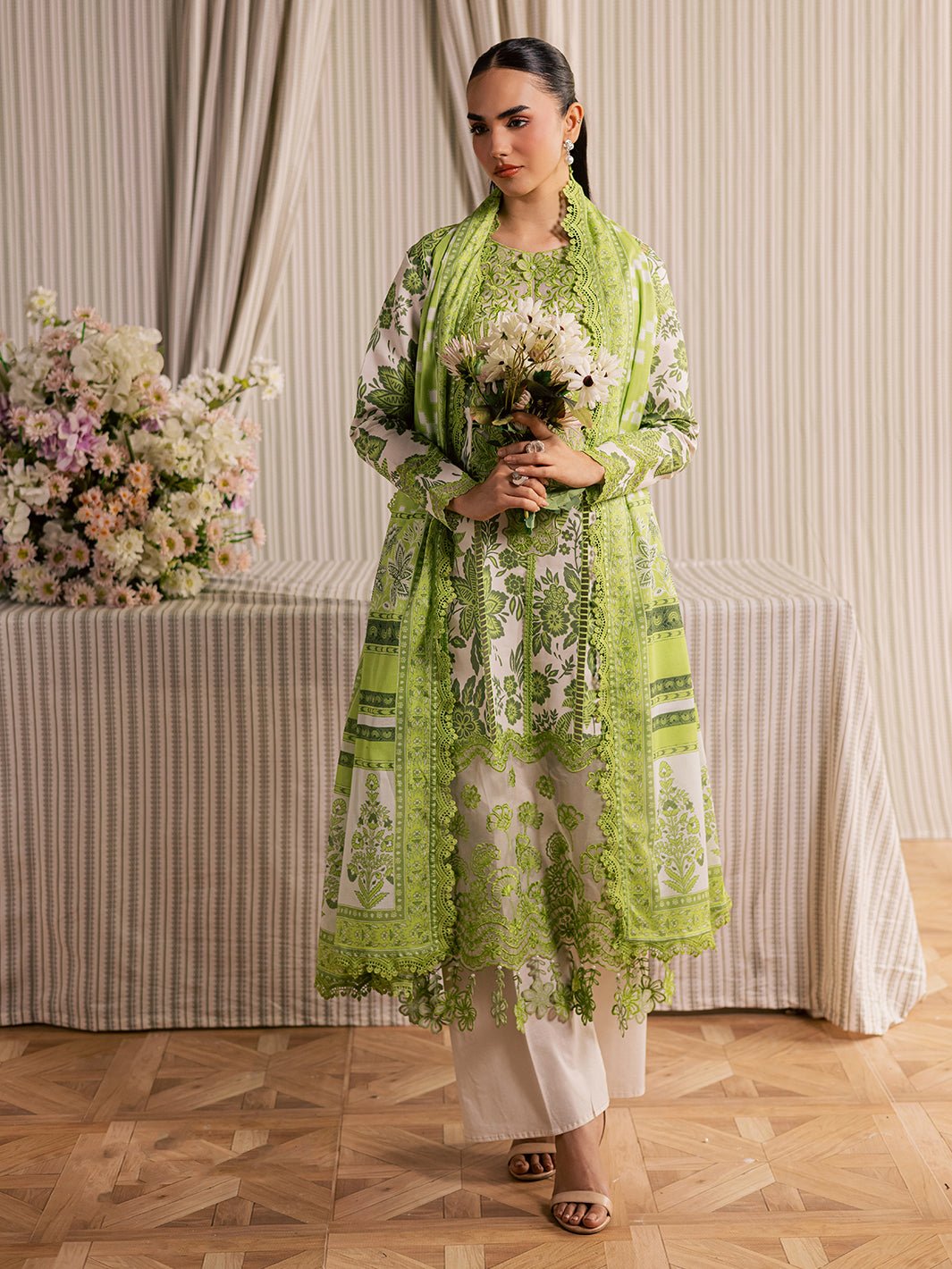 Mahnur | Afsana Lawn 26 | AL-03-Brand:Mahnur-Type:Ladies Clothes-Light Lime-Lawn-House of Maryam- Buy in UK, USA