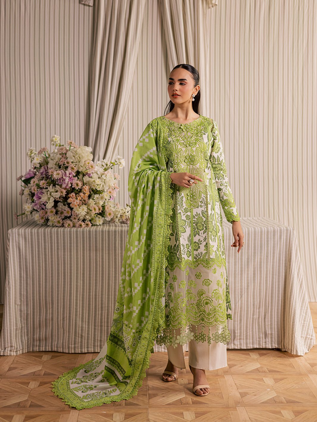 Mahnur | Afsana Lawn 26 | AL-03-Brand:Mahnur-Type:Ladies Clothes-Light Lime-Lawn-House of Maryam- Buy in UK, USA