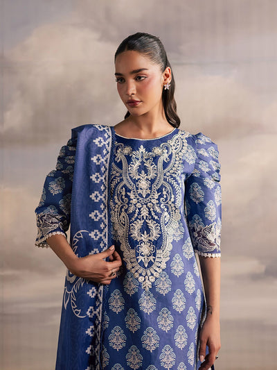 Mahnur | Afsana Lawn 26 | AL-04-Brand:Mahnur-Type:Ladies Clothes-Steel Blue-Lawn-House of Maryam- Buy in UK, USA