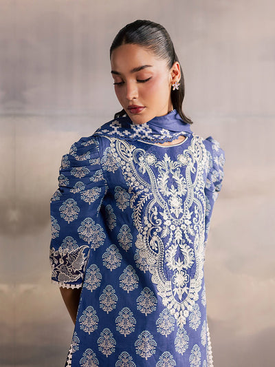 Mahnur | Afsana Lawn 26 | AL-04-Brand:Mahnur-Type:Ladies Clothes-Steel Blue-Lawn-House of Maryam- Buy in UK, USA