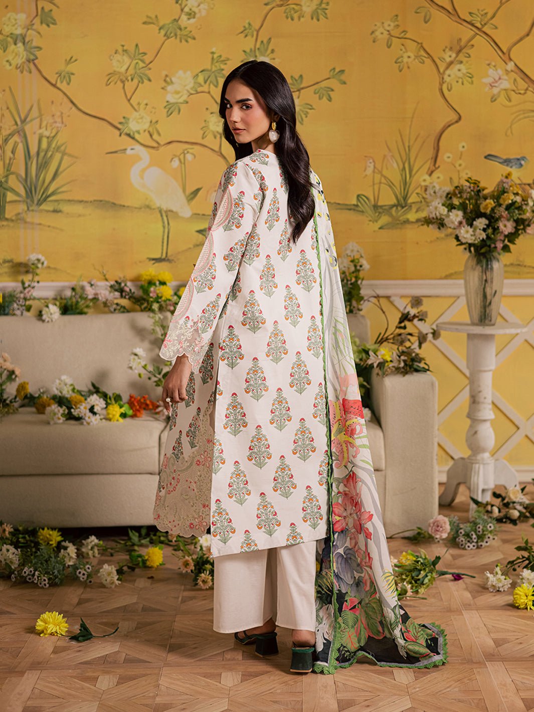 Mahnur | Afsana Lawn 26 | AL-08-Brand:Mahnur-Type:Ladies Clothes-Off White-Lawn-House of Maryam- Buy in UK, USA