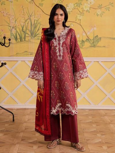 Mahnur | Afsana Lawn 26 | AL-09-Brand:Mahnur-Type:Ladies Clothes-Maroon-Lawn-House of Maryam- Buy in UK, USA