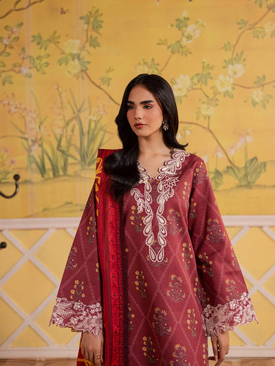 Mahnur | Afsana Lawn 26 | AL-09-Brand:Mahnur-Type:Ladies Clothes-Maroon-Lawn-House of Maryam- Buy in UK, USA
