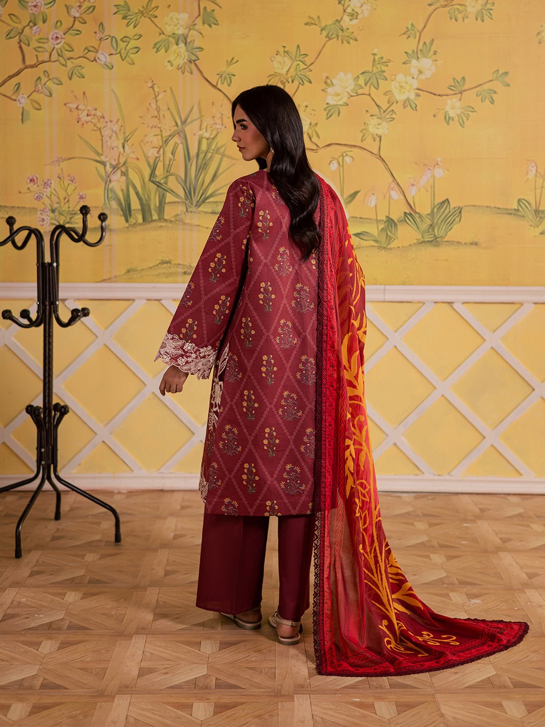 Mahnur | Afsana Lawn 26 | AL-09-Brand:Mahnur-Type:Ladies Clothes-Maroon-Lawn-House of Maryam- Buy in UK, USA