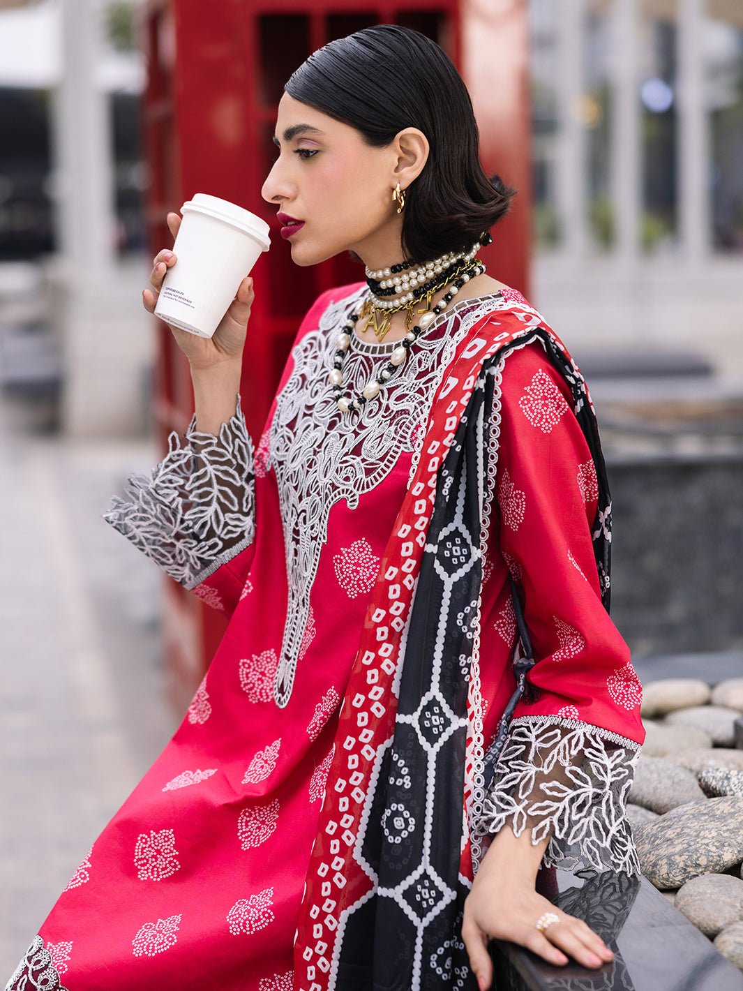 Mahnur | Broadway Luxury Lawn 25 | Azelea-Brand:Mahnur-Type:Ladies Clothes-Hot Pink-Lawn-House of Maryam- Buy in UK, USA