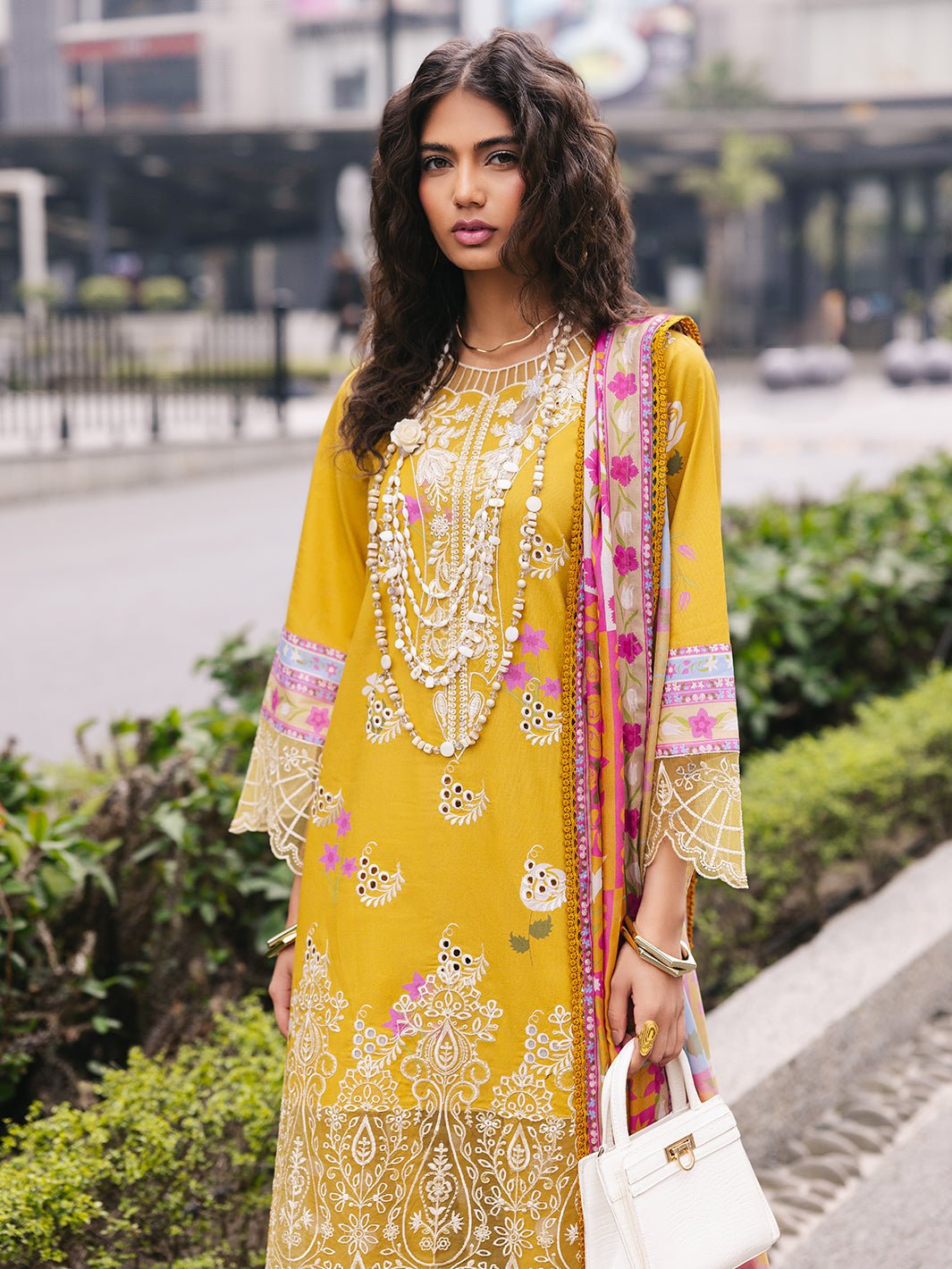 Mahnur | Broadway Luxury Lawn 25 | Buttercup-Brand:Mahnur-Type:Ladies Clothes-Mustard Yellow-Lawn-House of Maryam- Buy in UK, USA