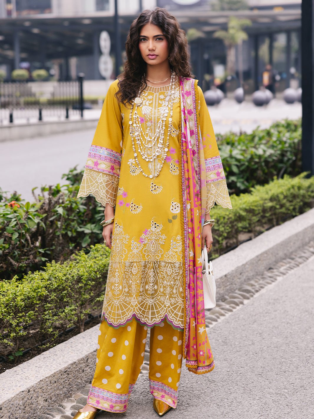 Mahnur | Broadway Luxury Lawn 25 | Buttercup-Brand:Mahnur-Type:Ladies Clothes-Mustard Yellow-Lawn-House of Maryam- Buy in UK, USA