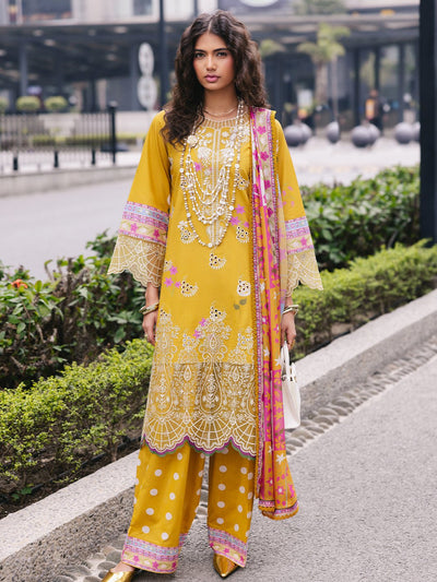 Mahnur | Broadway Luxury Lawn 25 | Buttercup-Brand:Mahnur-Type:Ladies Clothes-Mustard Yellow-Lawn-House of Maryam- Buy in UK, USA