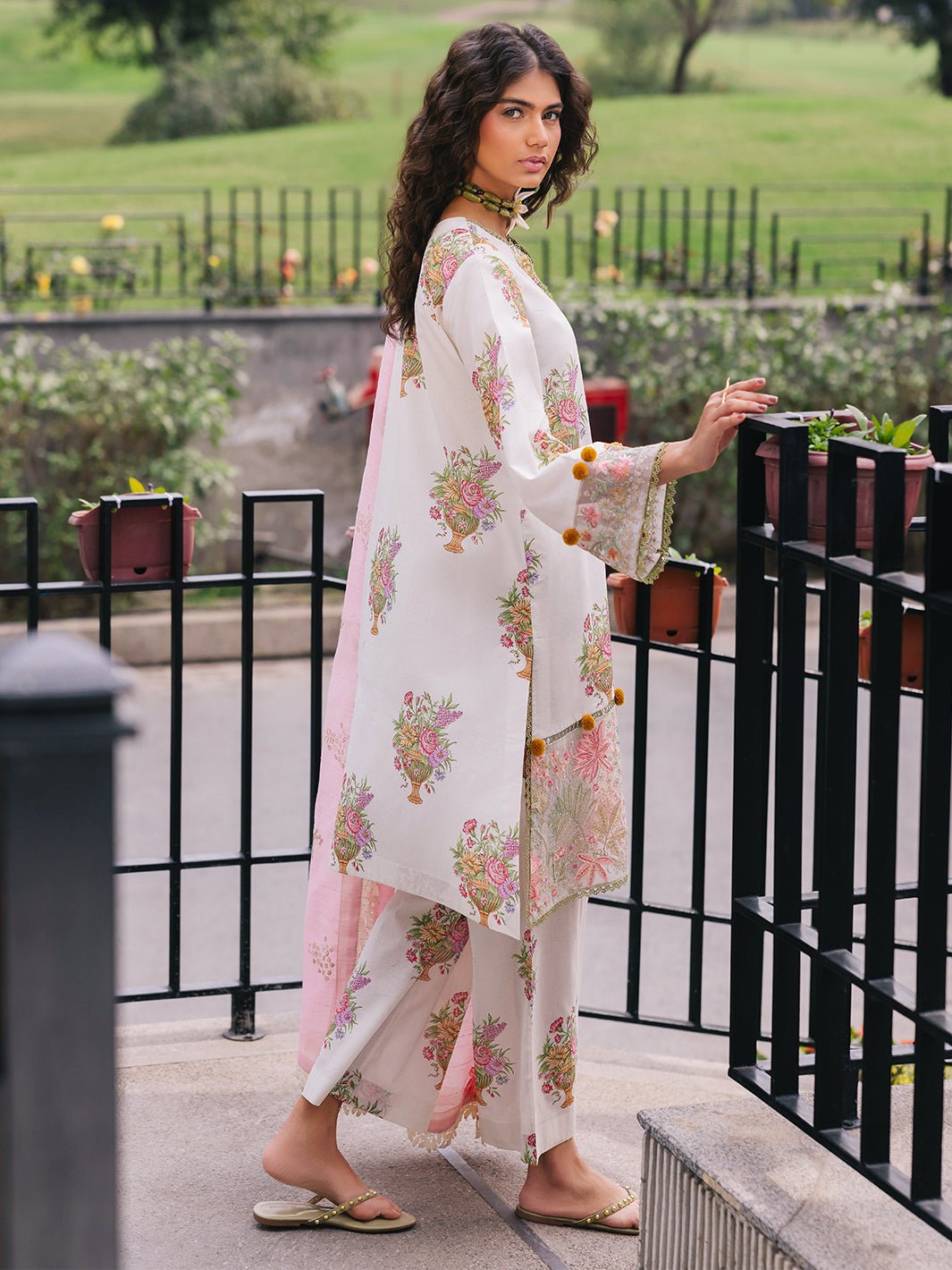 Mahnur | Broadway Luxury Lawn 25 | Cherry Blossom-Brand:Mahnur-Type:Ladies Clothes-White-Lawn-House of Maryam- Buy in UK, USA